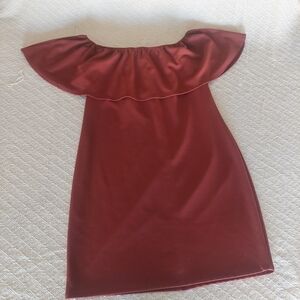 Off-Shoulder Burgundy Dress